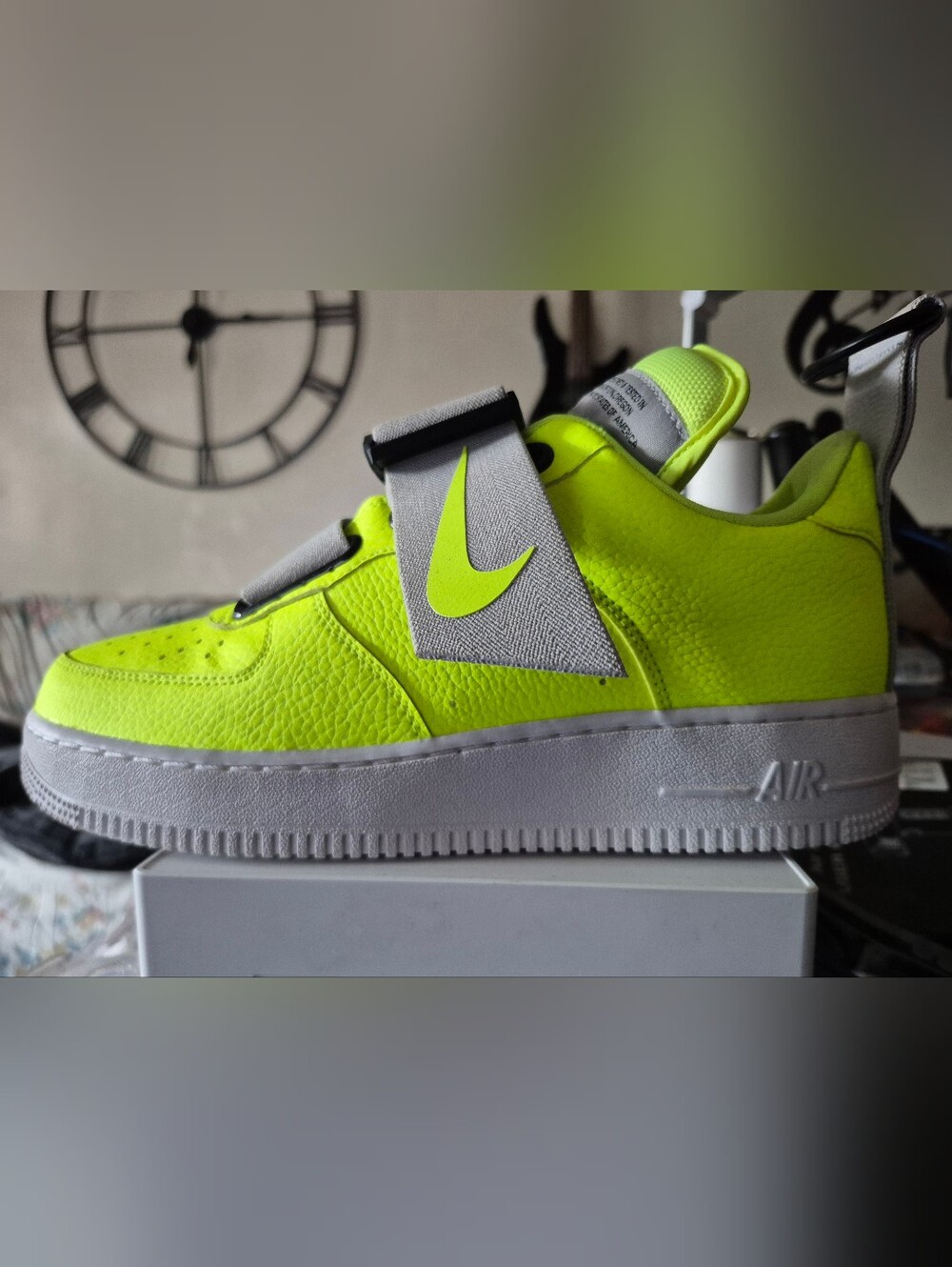 Nike Volt Airforce one Strap Sneakers with White Sole and buckle